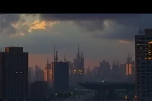 暖光胶片横版画面 胶片盘与暖色台灯