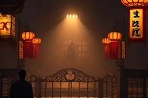 无声放映厅横版画面 老式放映机与光柱